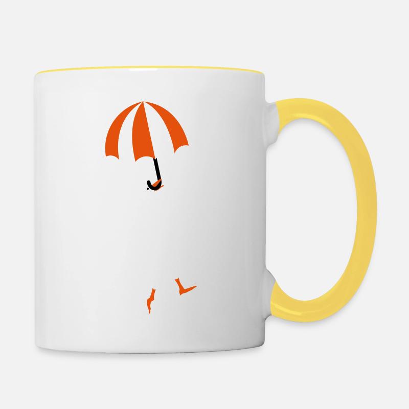 Fliegende Gans Regenschirm - Tasse zweifarbig - Weiß/Gelb