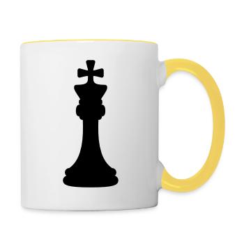 Les échecs noirs roi - Mug contrasté - blanc/jaune - Droite