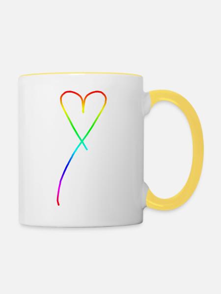 Stolzes Herz - Tasse zweifarbig - Weiß/Gelb