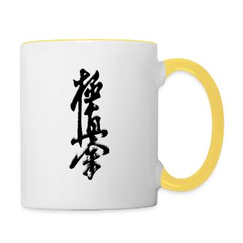 kyokushin Japanese karate - Contrasting Mug - white/yellow - Right