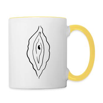 La Vulva - Where it all starts - Tasse zweifarbig - Weiß/Gelb - Rechts