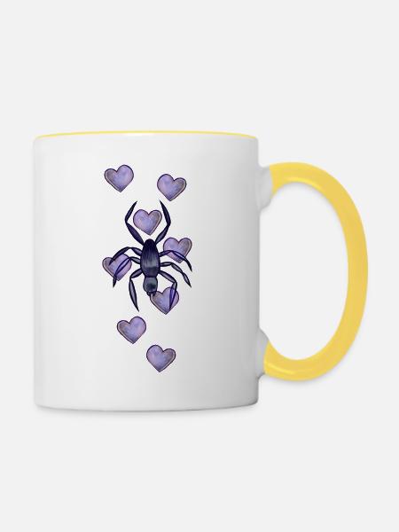 Spinnenliebe - Tasse zweifarbig - Weiß/Gelb