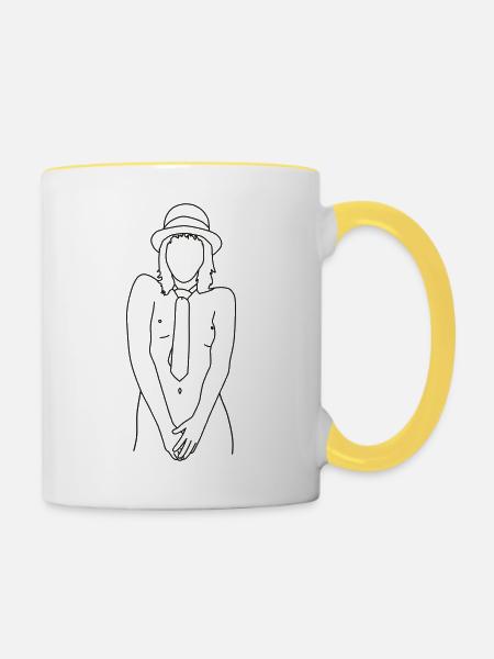 krawatte 1 - Tasse zweifarbig - Weiß/Gelb