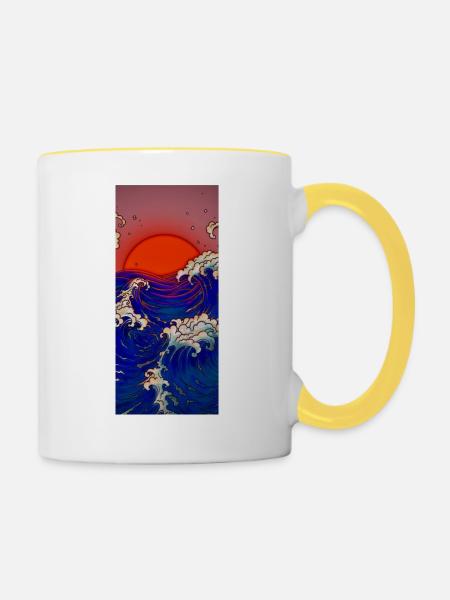 Sunny waves - Tasse zweifarbig - Weiß/Gelb