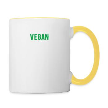 nicht vegans sein ist Wurst Geschenk - Tasse zweifarbig - Weiß/Gelb - Rechts