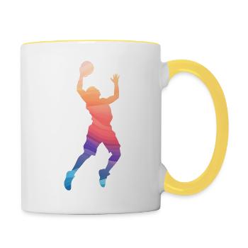 Basketball Player Silhouette - Tasse zweifarbig - Weiß/Gelb - Rechts