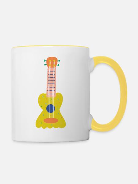 Gelbe Gitarre - Tasse zweifarbig - Weiß/Gelb