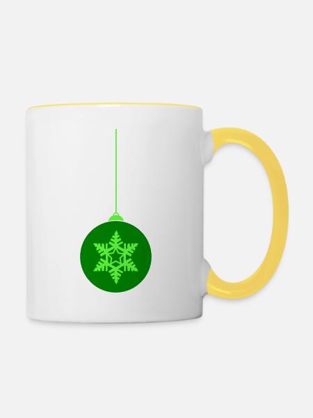 weihnachtskugel stern - Tasse zweifarbig - Weiß/Gelb