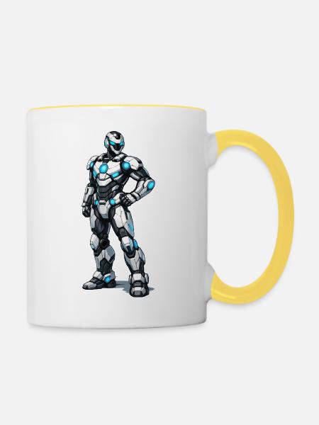 roboter - Tasse zweifarbig - Weiß/Gelb