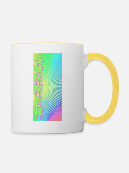Sommer Sonnenstrahlen Neon  - Tasse zweifarbig - Weiß/Gelb