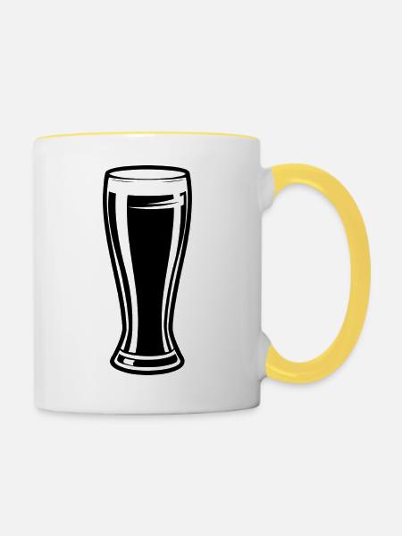 Tall Beer Glass - Tasse zweifarbig - Weiß/Gelb