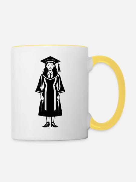 Abschlussmädchen - Tasse zweifarbig - Weiß/Gelb