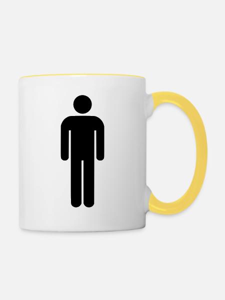 Mann - Toilette - Tasse zweifarbig - Weiß/Gelb