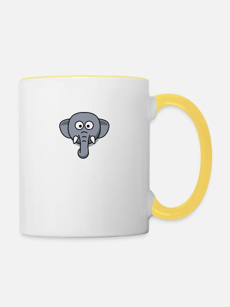 Elefant - Tasse zweifarbig - Weiß/Gelb