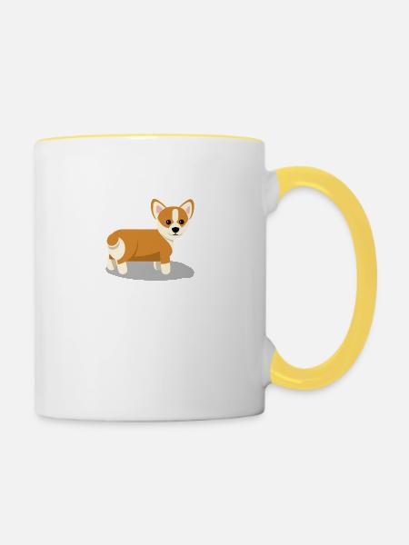 Corgi - Tasse zweifarbig - Weiß/Gelb