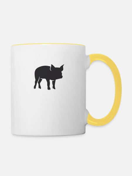 Ferkel - Tasse zweifarbig - Weiß/Gelb