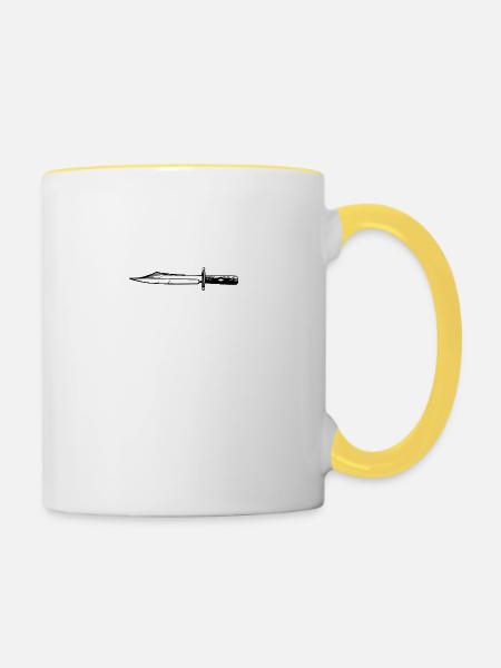 Messer - Tasse zweifarbig - Weiß/Gelb