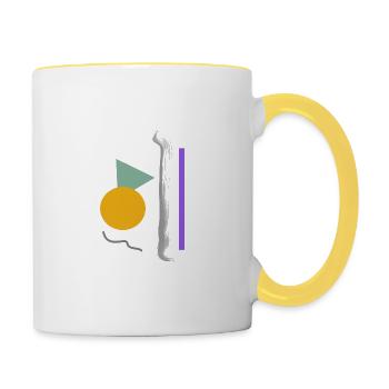 Abstraktes Design: Hidden - Tasse zweifarbig - Weiß/Gelb - Rechts