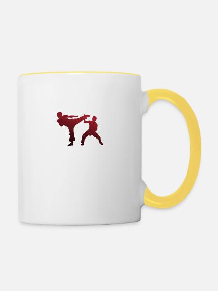 Karate - Tasse zweifarbig - Weiß/Gelb