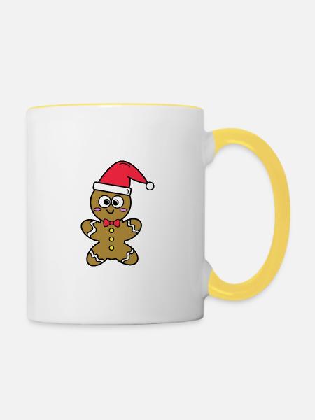 Lebkuchenmann - Tasse zweifarbig - Weiß/Gelb