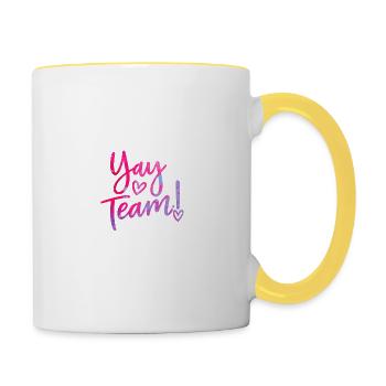 Hourra, l’équipe ! Hourra, équipe de fans de sport sans méfiance - Mug contrasté - blanc/jaune - Droite