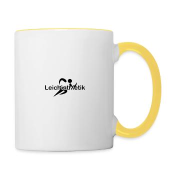 Leichtathletik Sprinten Schrift mittig - Tasse zweifarbig - Weiß/Gelb - Rechts