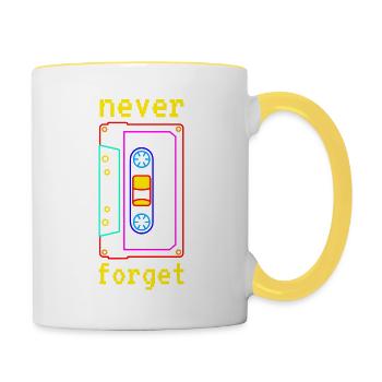 Cassette - Never forget - Vintage Retro - Contrasting Mug - white/yellow - Right