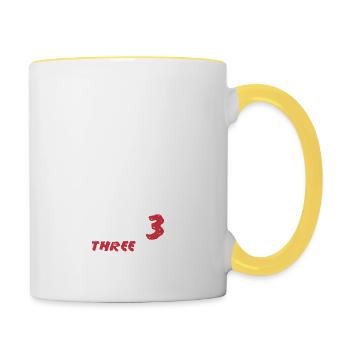 Birthday Boy Three Rex 3 Dinosaur 3 Year Old Kids - Contrasting Mug - white/yellow - Right