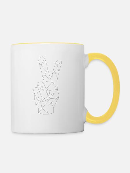 peace - Tasse zweifarbig - Weiß/Gelb
