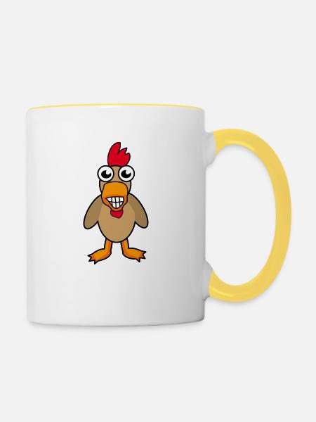 Hahn - Tasse zweifarbig - Weiß/Gelb