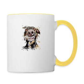 Chien Dobermann - Mug contrasté - blanc/jaune - Droite