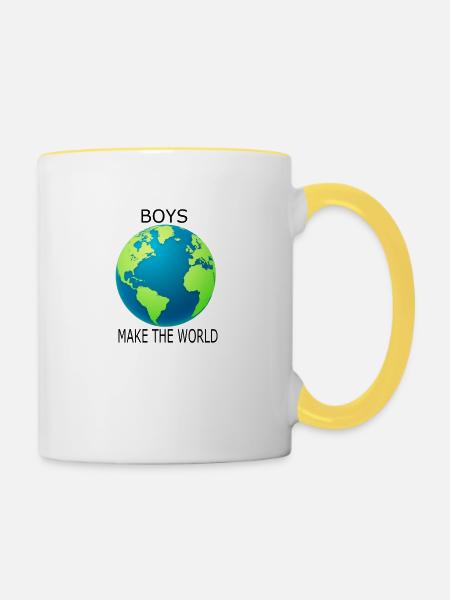 Boys make the World - Tasse zweifarbig - Weiß/Gelb