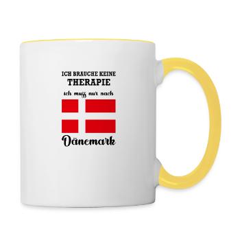 Therapie Dänemark Geschenk Nord Spruch - Tasse zweifarbig - Weiß/Gelb - Rechts