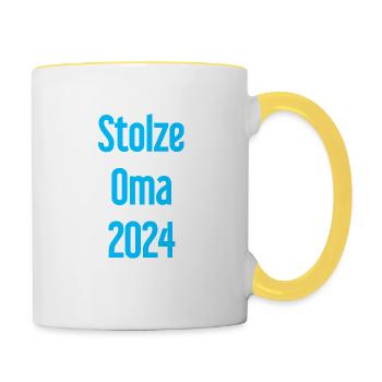 Stolze Oma 2024 – Perfekt für frischgebackene Omas - Tasse zweifarbig - Weiß/Gelb - Rechts