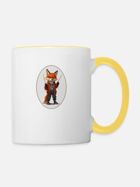Fuchs Schlagzeug - Tasse zweifarbig - Weiß/Gelb