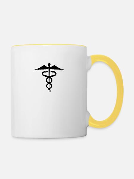 Hermesstab - Tasse zweifarbig - Weiß/Gelb