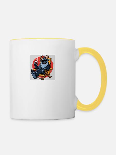 Krampus Percht Teufel 2312 - Tasse zweifarbig - Weiß/Gelb