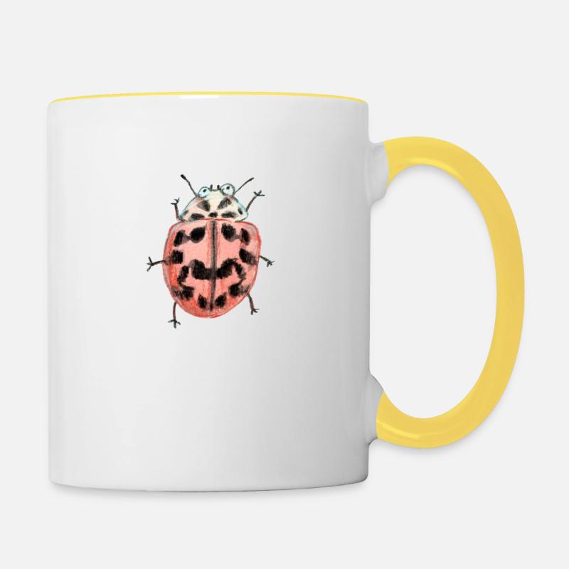 Coccinelle du peuplier - Mug contrasté - blanc/jaune