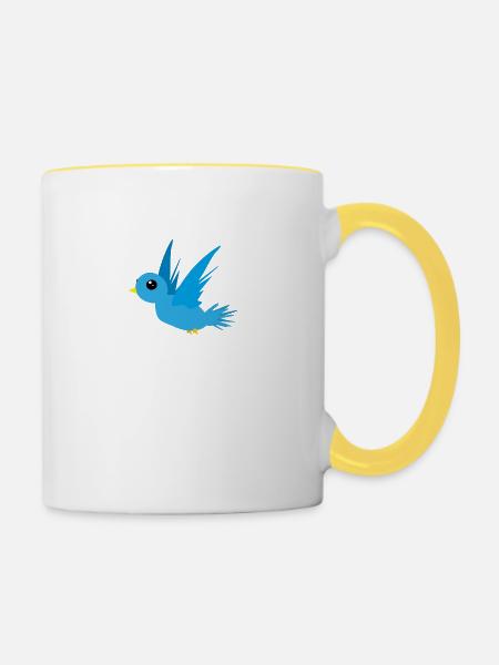 b i r d448 - Tasse zweifarbig - Weiß/Gelb