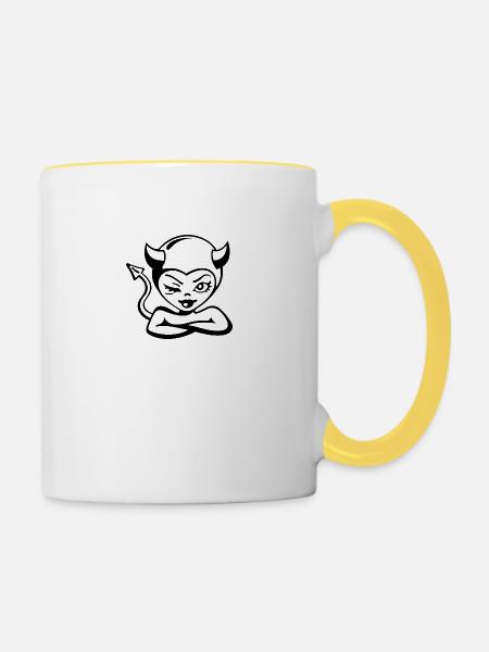 Kleine Teufelin - Tasse zweifarbig - Weiß/Gelb