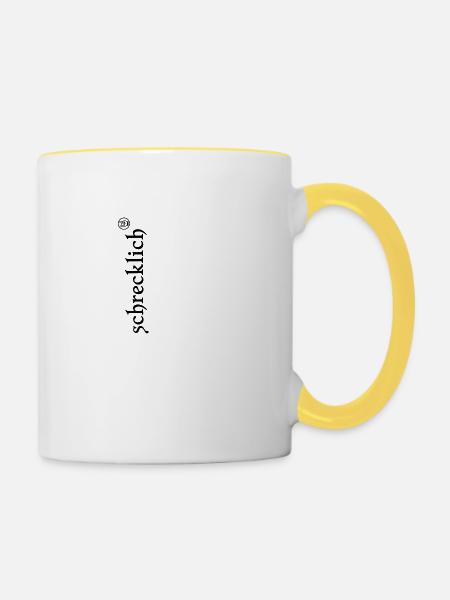 schrecklich mit funky Zeichen schwarz - Tasse zweifarbig - Weiß/Gelb