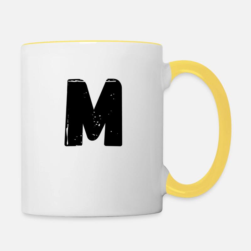 LETTRE M - Mug contrasté - blanc/jaune
