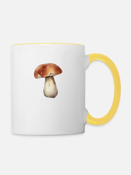 Steinpilz - Tasse zweifarbig - Weiß/Gelb