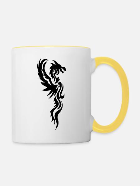 tribal dragon - Tasse zweifarbig - Weiß/Gelb
