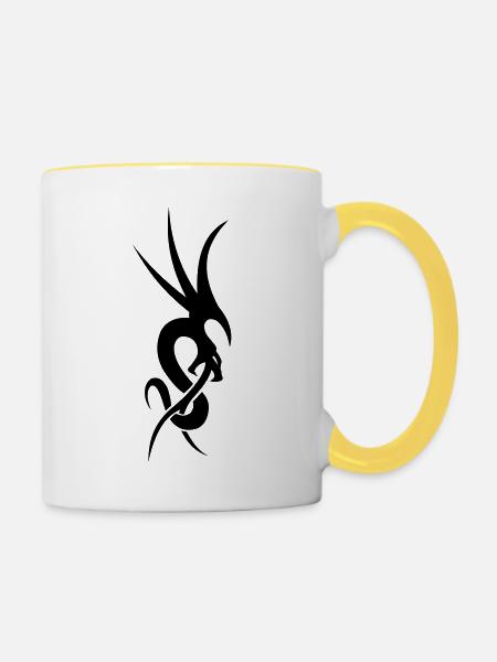 tribal dragon - Tasse zweifarbig - Weiß/Gelb