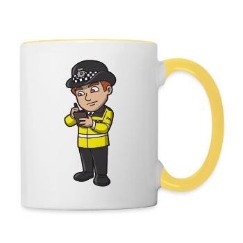 Police Officer Man - Contrasting Mug - white/yellow - Right