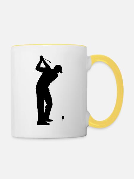Golf Golfer Golfspieler Golfplatz - Tasse zweifarbig - Weiß/Gelb