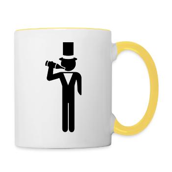 man mr sir rich suit marry wedding bridal - Contrasting Mug - white/yellow - Right