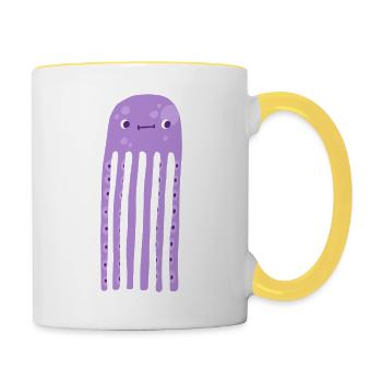 Oktopus - Tasse zweifarbig - Weiß/Gelb - Rechts