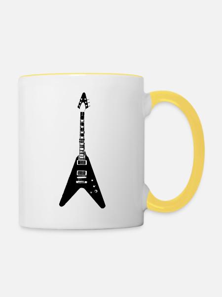 e-gitarre - Tasse zweifarbig - Weiß/Gelb
